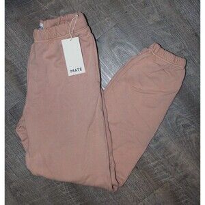 Mate The Label Organic Fleece‎ Relaxed Pocket Jogger Sweatpants RSP PINK $128 S